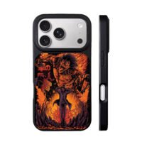 Attack on Titan Eren and Attack Titan fiery destroyed battlefield art Phone Case