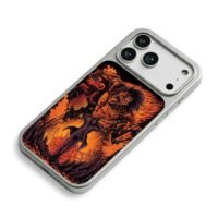 Attack on Titan Eren and Attack Titan fiery destroyed battlefield art Phone Case