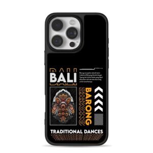 Bali Barong traditional dance mask with text art Phone Case