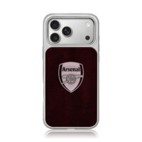 Arsenal FC cannon shield logo on deep burgundy fabric Phone Case