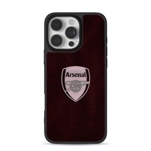 Arsenal FC cannon shield logo on deep burgundy fabric Phone Case