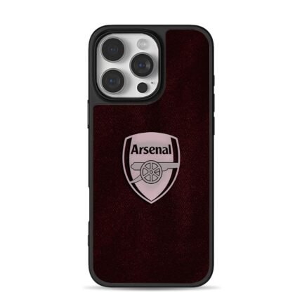 Arsenal FC cannon shield logo on deep burgundy fabric Phone Case