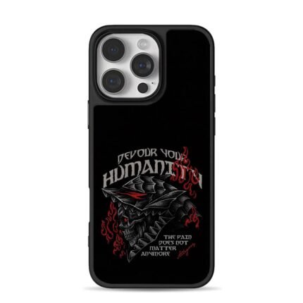 Berserk Guts armor skull red flames gothic art Phone Case