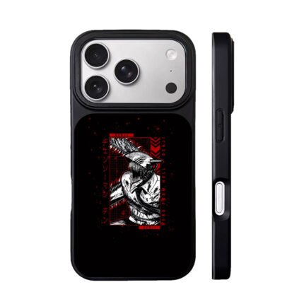 Chainsaw Man Denji red black anime fighter art Phone Case