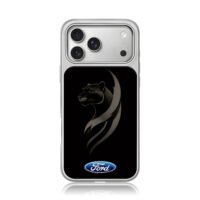 Black panther with Ford logo on black backdrop Phone Case