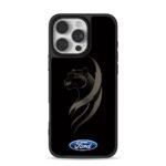 Black panther with Ford logo on black backdrop Phone Case