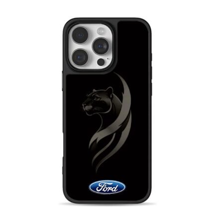 Black panther with Ford logo on black backdrop Phone Case