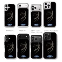 Black panther with Ford logo on black backdrop Phone Case