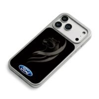 Black panther with Ford logo on black backdrop Phone Case