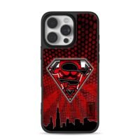 Chicago Bulls Superman logo skyline red black mesh Phone Case for iPhone 11-17 & Samsung Galaxy S24-S26