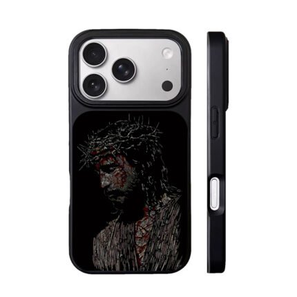 Bloody Jesus Christ crown of thorns dark portrait Phone Case