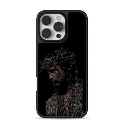 Bloody Jesus Christ crown of thorns dark portrait Phone Case