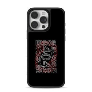 404 Error repeating text with red abstract pattern Phone Case