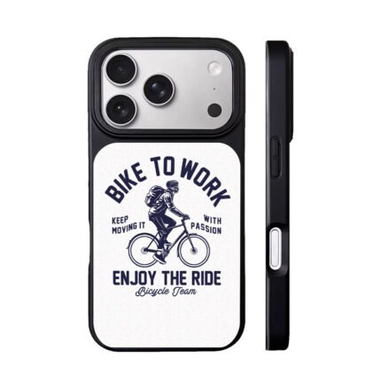 Bike To Work backpacked cyclist bicycle team art Phone Case