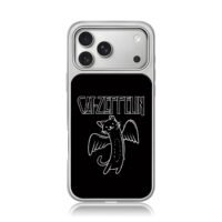 Cat Zeppelin text and winged black cat doodle Phone Case