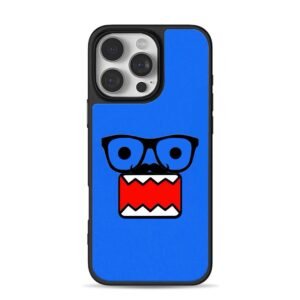 Cartoon monster glasses mustache blue background Phone Case