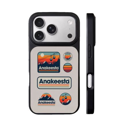 Anakeesta retro mountain sunset ski lift travel badge stickers Phone Case