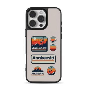 Anakeesta retro mountain sunset ski lift travel badge stickers Phone Case