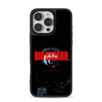 Biohazard red text creepy bloody eye horror art Phone Case