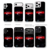 Biohazard red text creepy bloody eye horror art Phone Case