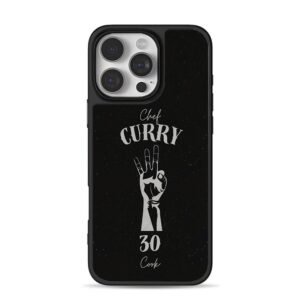 Chef Curry 30 three point gesture cook black bg Phone Case