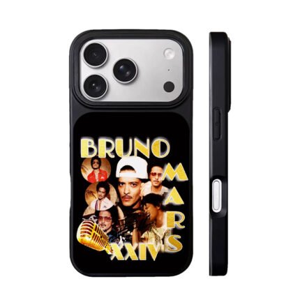Bruno Mars collage golden text vintage mic XXIV Phone Case