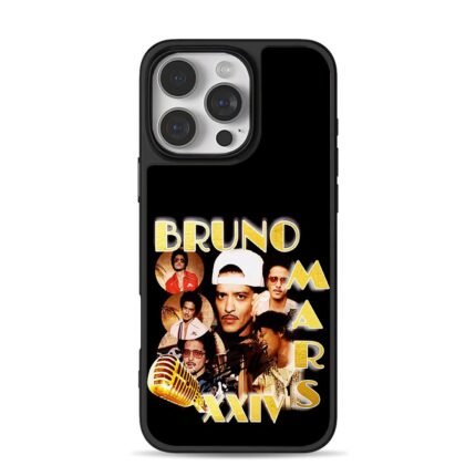 Bruno Mars collage golden text vintage mic XXIV Phone Case