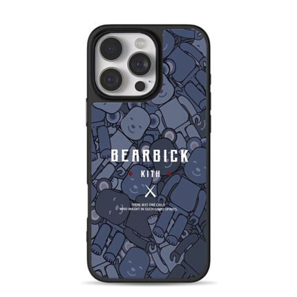 Bearbrick Kith dark blue bears iPhone 16 Pro Max Black Case