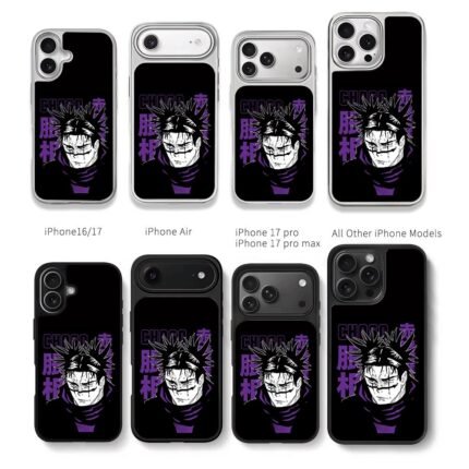 Choso Jujutsu Kaisen anime head with purple kanji text Chris Brown Phone Case Black Electroplated Silver For Iphone 11 To 17