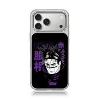Choso Jujutsu Kaisen anime head with purple kanji text iPhone 17 Pro Max Electroplated Silver Case1