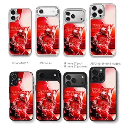 Chris Brown Breezy red lightning stage performance Chris Brown Phone Case Black Electroplated Silver For Iphone 11 To 17