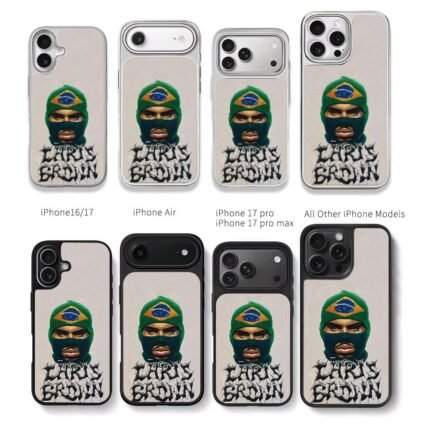 Chris Brown in Brazil flag balaclava graffiti art Chris Brown Phone Case Black Electroplated Silver For Iphone 11 To 17
