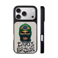 Chris Brown in Brazil flag balaclava graffiti art iPhone 17 Pro Max Black Case