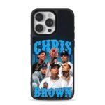 Chris Brown photo collage with bold blue name text iPhone 16 Pro Max Black Case
