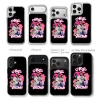 Chris Brown photo collage with pink graffiti lettering and pink bubbles Chris Brown Phone Case Black Electroplated Silver For Iphone 11 To 17