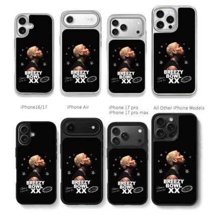 Chris Brown portrait Breezy Bowl XX tour stars Chris Brown Phone Case Black Electroplated Silver For Iphone 11 To 17