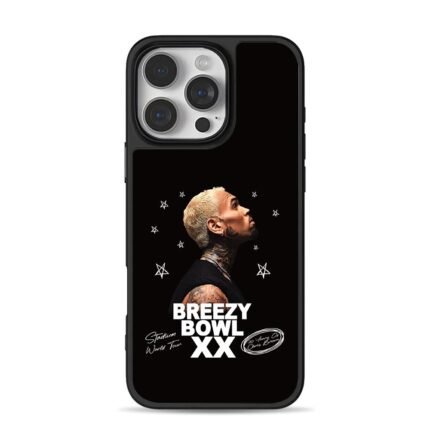 Chris Brown portrait Breezy Bowl XX tour stars iPhone 16 Pro Max Black Case