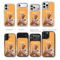 Clarence Seedorf AC Milan clasped hands on orange Chris Brown Phone Case Black Electroplated Silver For Iphone 11 To 17