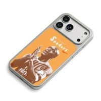 Clarence Seedorf AC Milan clasped hands on orange iPhone 17 Pro Max Electroplated Silver Case2