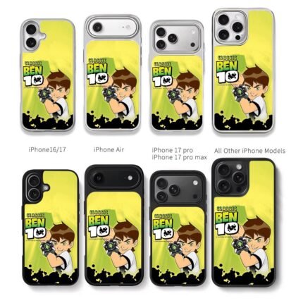 Classic Ben 10 Ben Tennyson with Omnitrix cartoon art Chris Brown Phone Case Black Electroplated Silver For Iphone 11 To 17