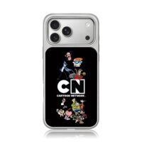Classic Cartoon Network characters CN logo artwork iPhone 17 Pro Max Electroplated Silver Case1