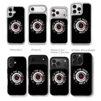 CM Punk Best In The World circular logo with red X and stars Chris Brown Phone Case Black Electroplated Silver For Iphone 11 To 17