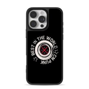 CM Punk Best In The World circular logo with red X and stars iPhone 16 Pro Max Black Case