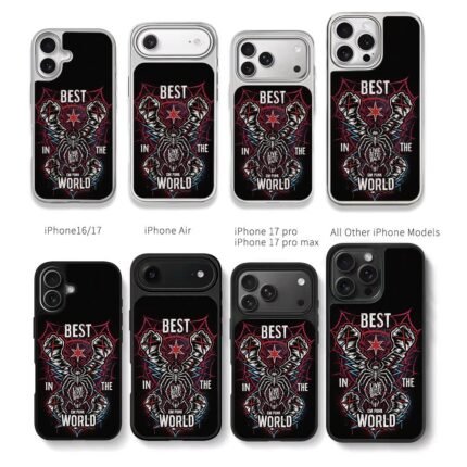 CM Punk Best In The World spider crossed fists art Chris Brown Phone Case Black Electroplated Silver For Iphone 11 To 17