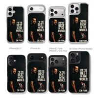 CM Punk portrait with Im the best in the world slogan and wrapped fist logo Chris Brown Phone Case Black Electroplated Silver For Iphone 11 To 17