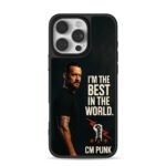 CM Punk portrait with Im the best in the world slogan and wrapped fist logo iPhone 16 Pro Max Black Case