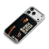 CM Punk portrait with Im the best in the world slogan and wrapped fist logo iPhone 17 Pro Max Electroplated Silver Case2