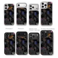 Collage of anime characters with glowing neon eyes Chris Brown Phone Case Black Electroplated Silver For Iphone 11 To 17