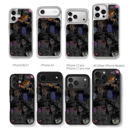 Collage of anime characters with glowing neon eyes Chris Brown Phone Case Black Electroplated Silver For Iphone 11 To 17