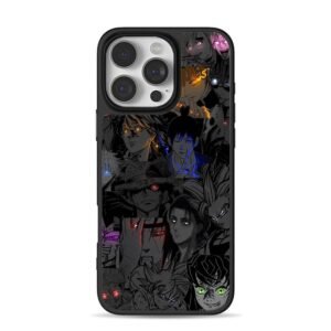 Collage of anime characters with glowing neon eyes iPhone 16 Pro Max Black Case